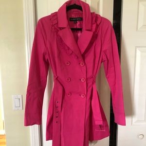 BLANC NOIR Pink Ruffled Trench Coat